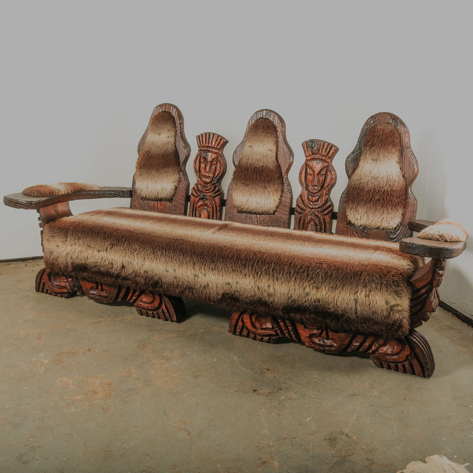 Mid Century Modern Tiki Wood Carved Sofa by Witco Furniture Company (1 of 6)