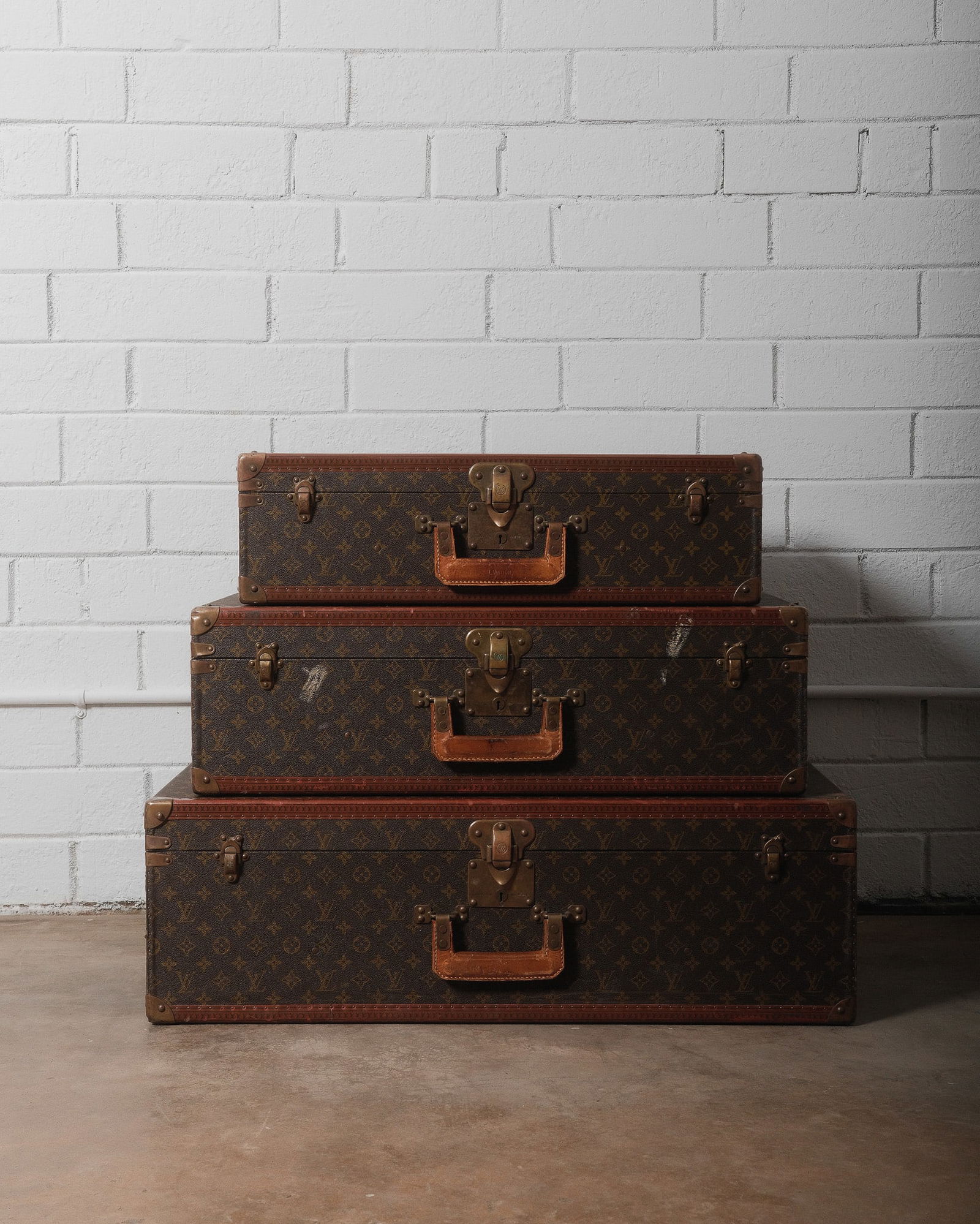 Mid 20th Century Vintage Louis Vuitton Classic Monogram Travel Trunks Set of 3 (1 of 9)