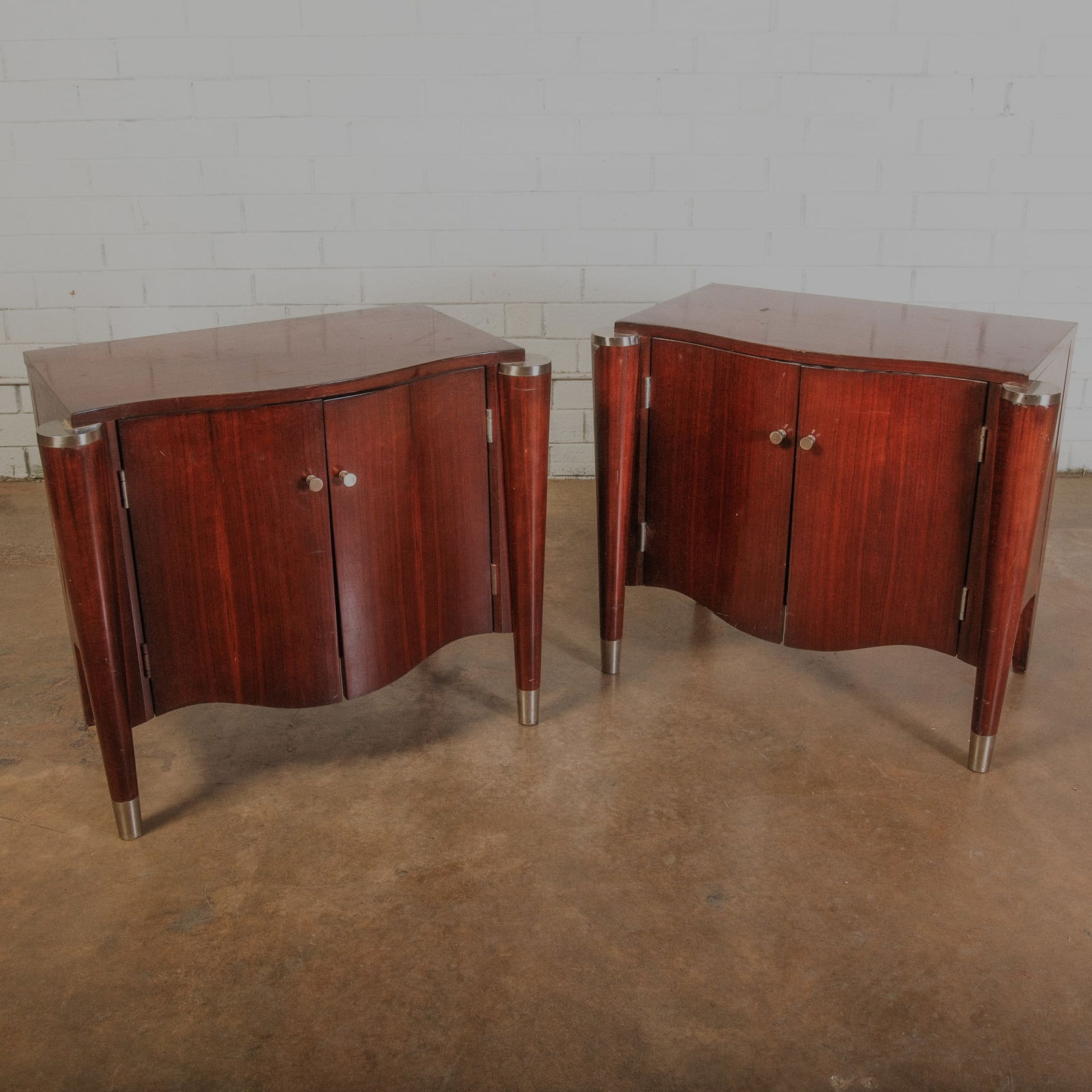 Pair of Matching Bow Front End Tables (1 of 6)