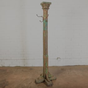 Pedestal style wooden Coat Tree in a chippy painted finish