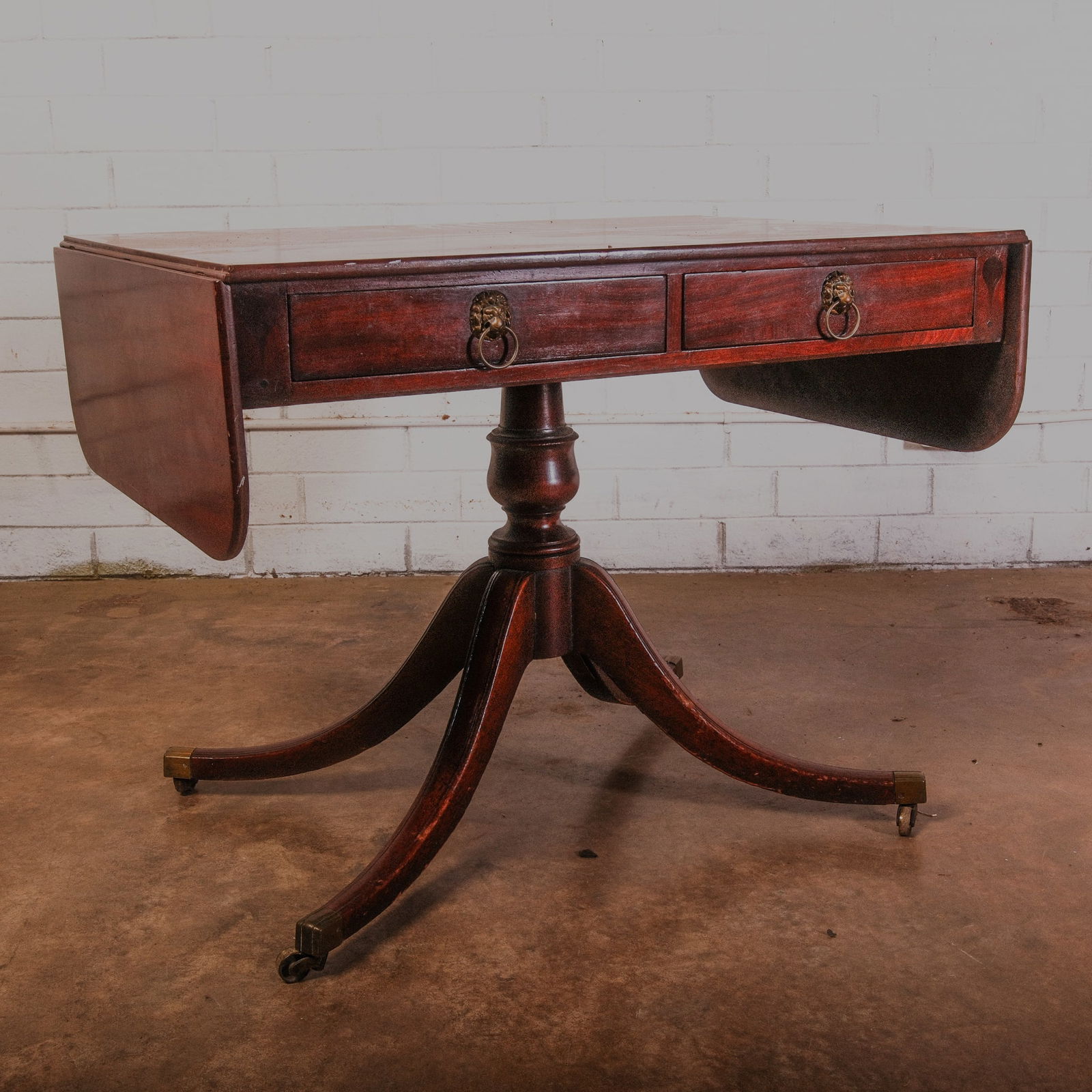 Antique Georgian Mahogany Brown Drop Leaf Table (1 of 5)