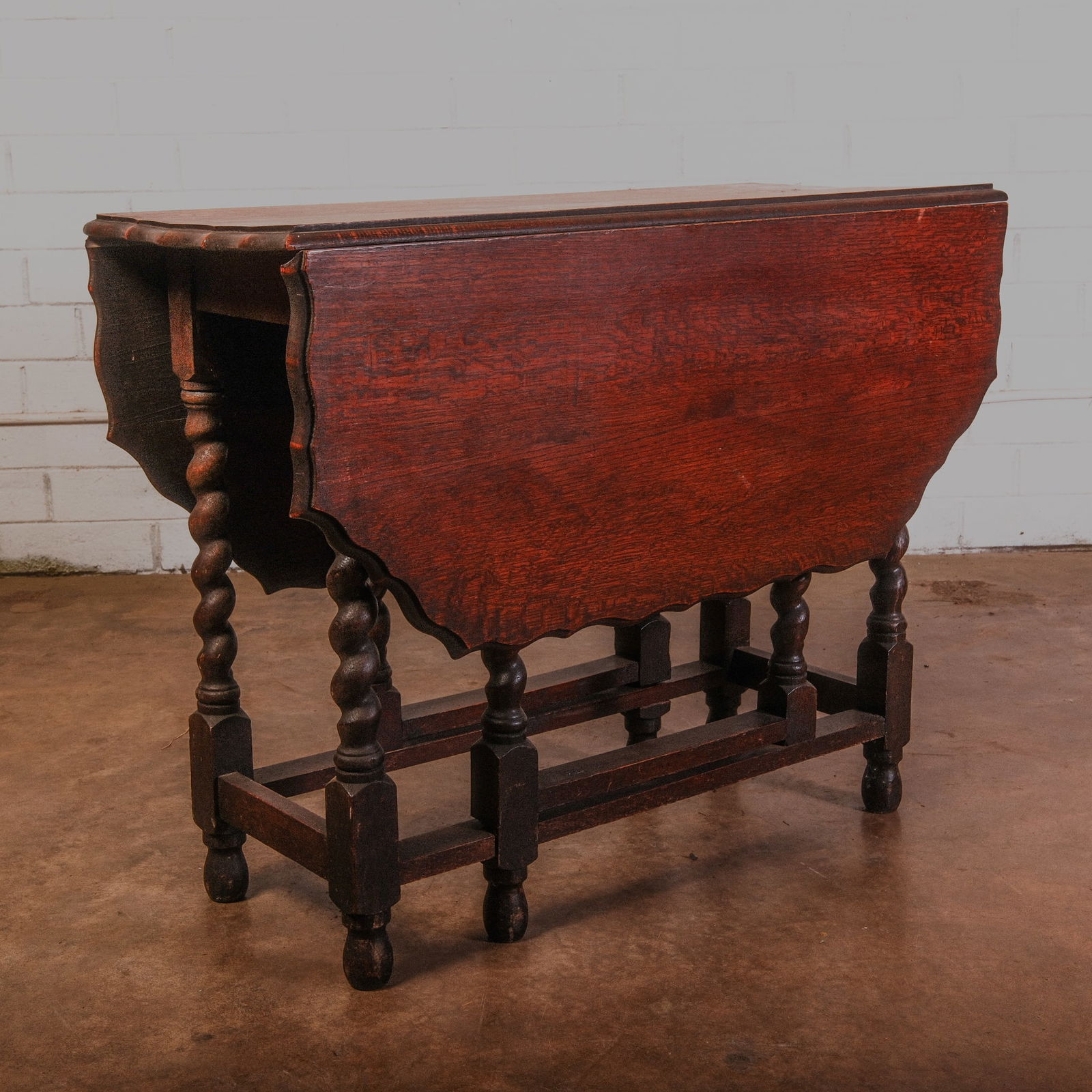 Rectangular Oak Gate leg drop leaf dining table wth Barley Twist legs imported from England. (1 of 4)