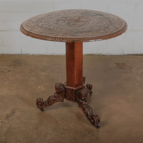 Hand carved wooden Pedestal Table