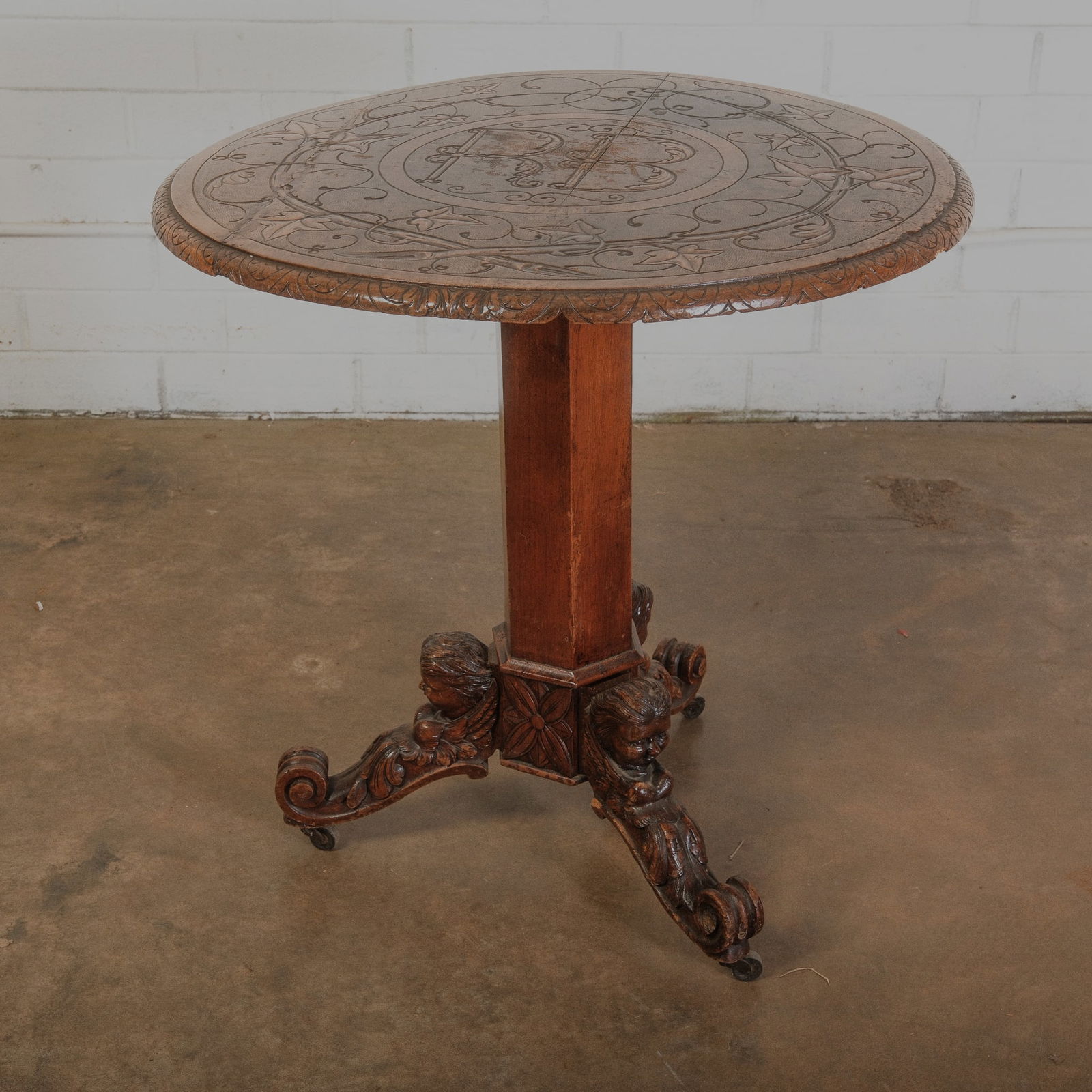 Hand carved wooden Pedestal Table (1 of 4)