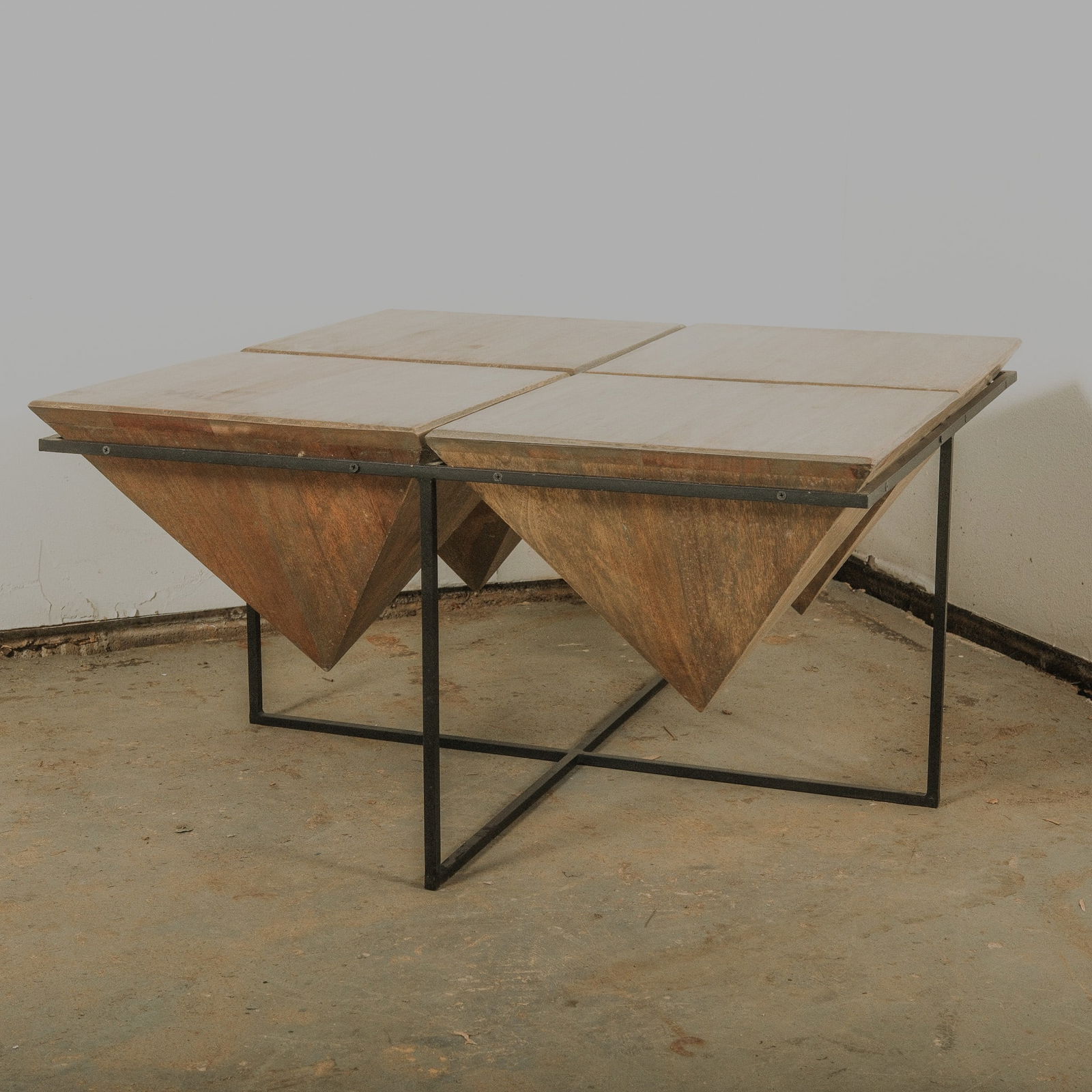 Modern Geometric Coffee Table with metal base (1 of 4)