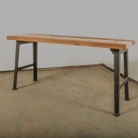 Butcher Block Topped Work Console Table