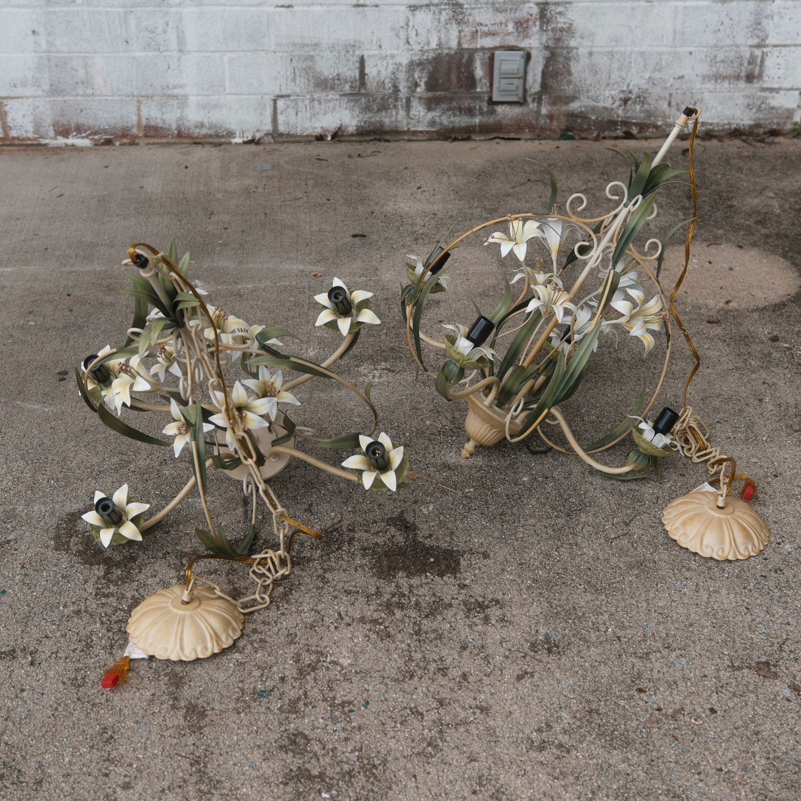 Pair of Metal Floral Light Fixtures (1 of 3)