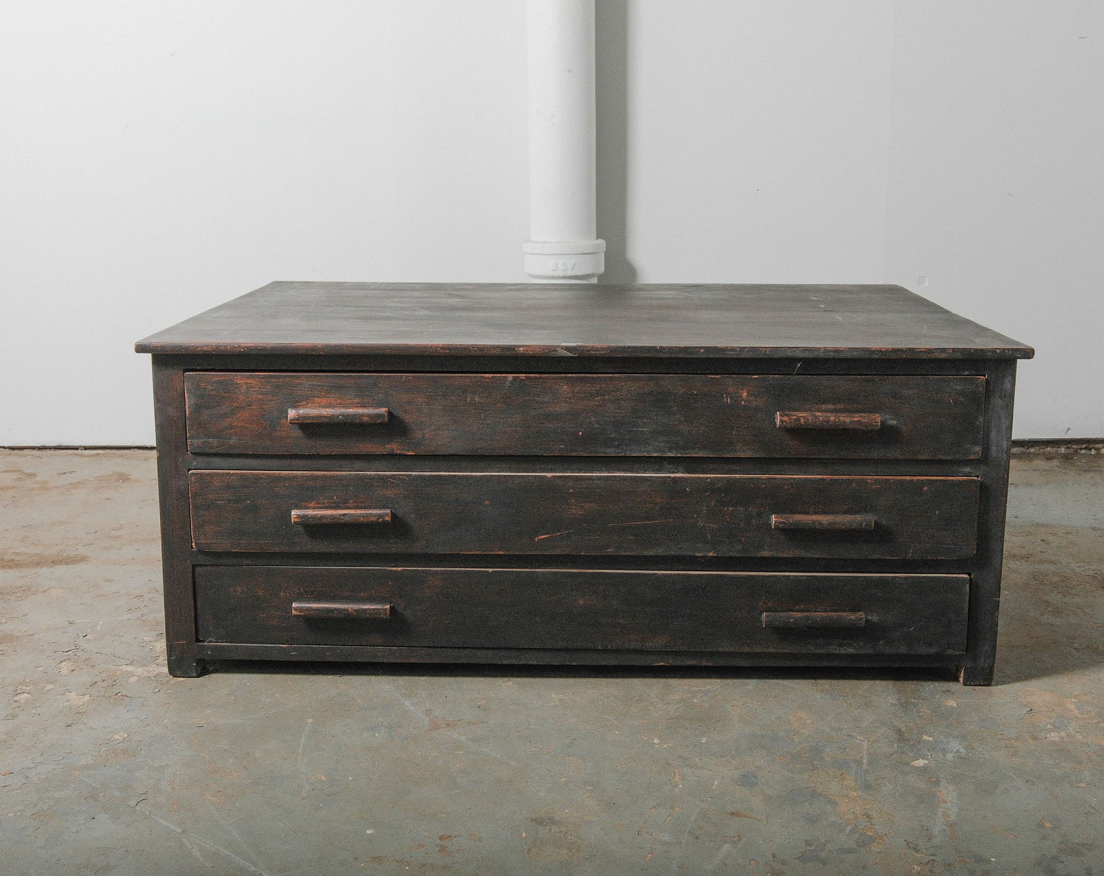 Vintage Industrial 3 Drawer Coffee Table with black finish (1 of 4)