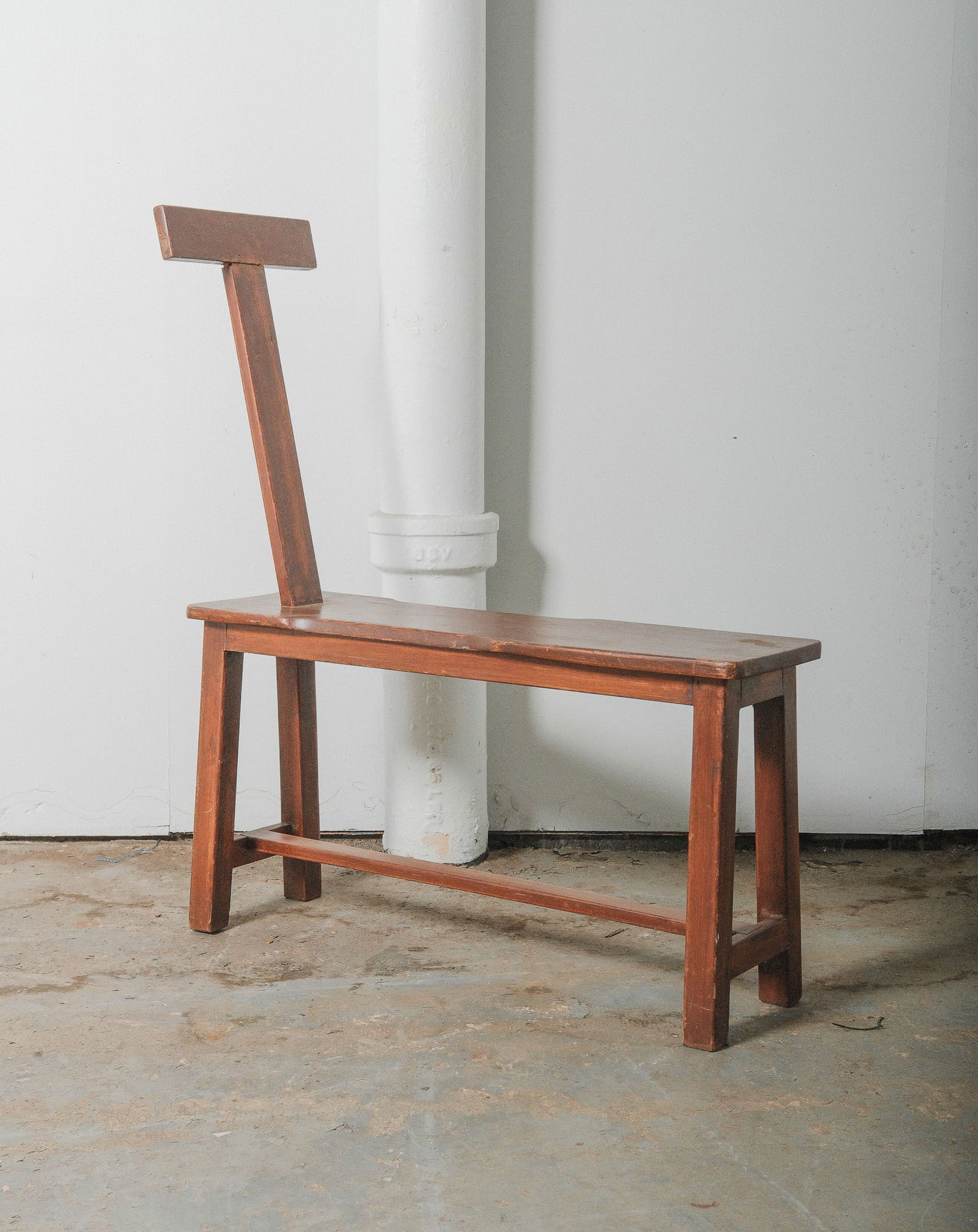 Primitive Pine Hall Tree Chair with T- Shaped Back (1 of 4)