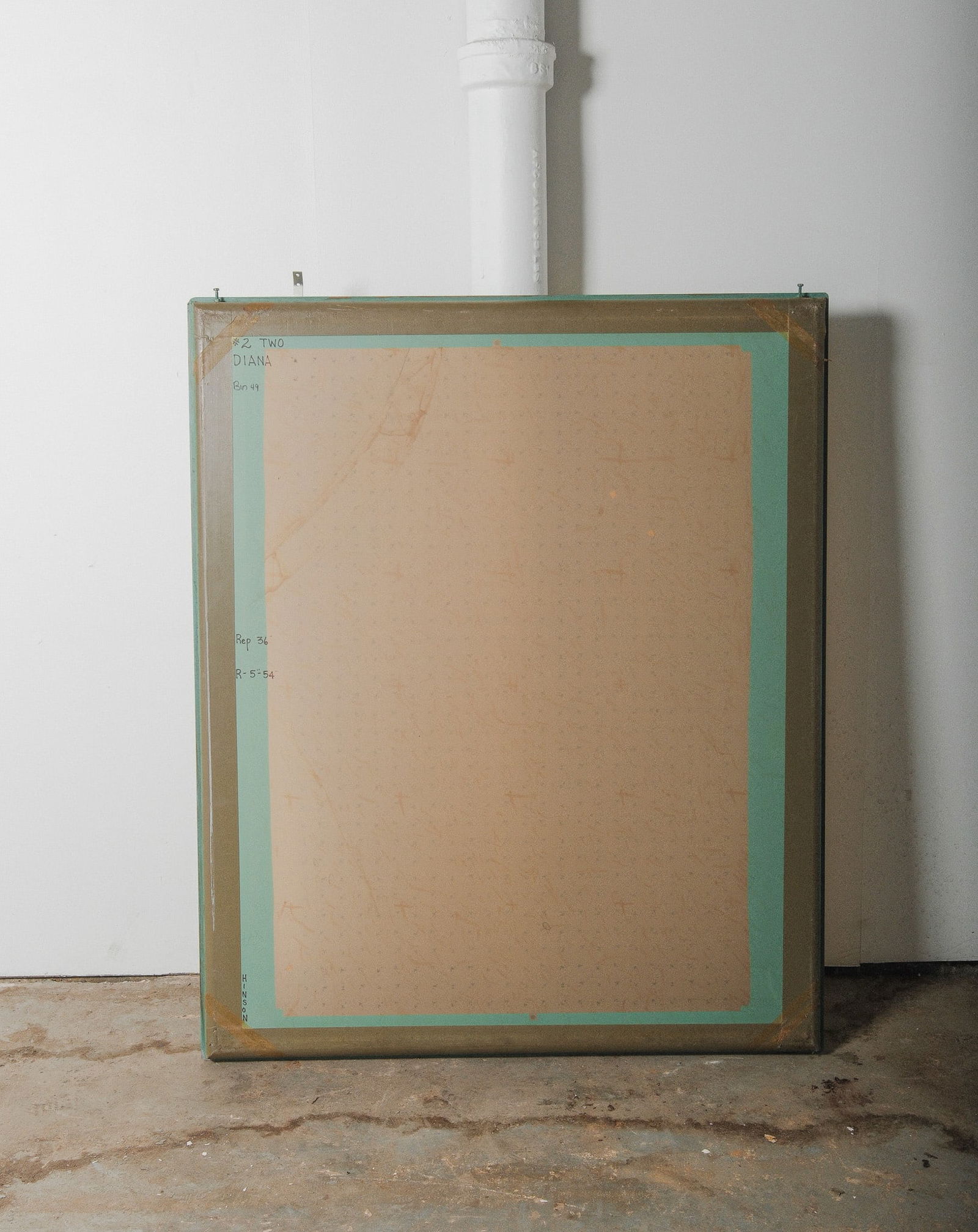 Vintage Silk Screen Printing Frame with Abstract Green on Mesh (1 of 4)