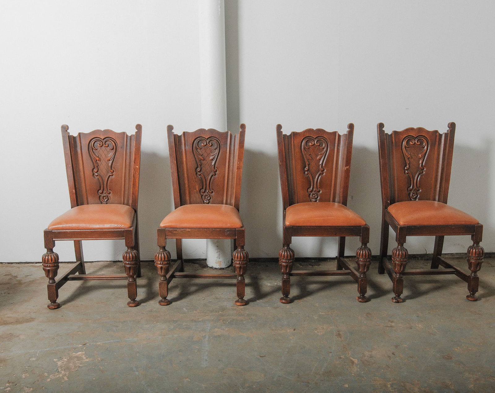 Antique Jacobean Revival Side Chairs, set of 4 (1 of 6)