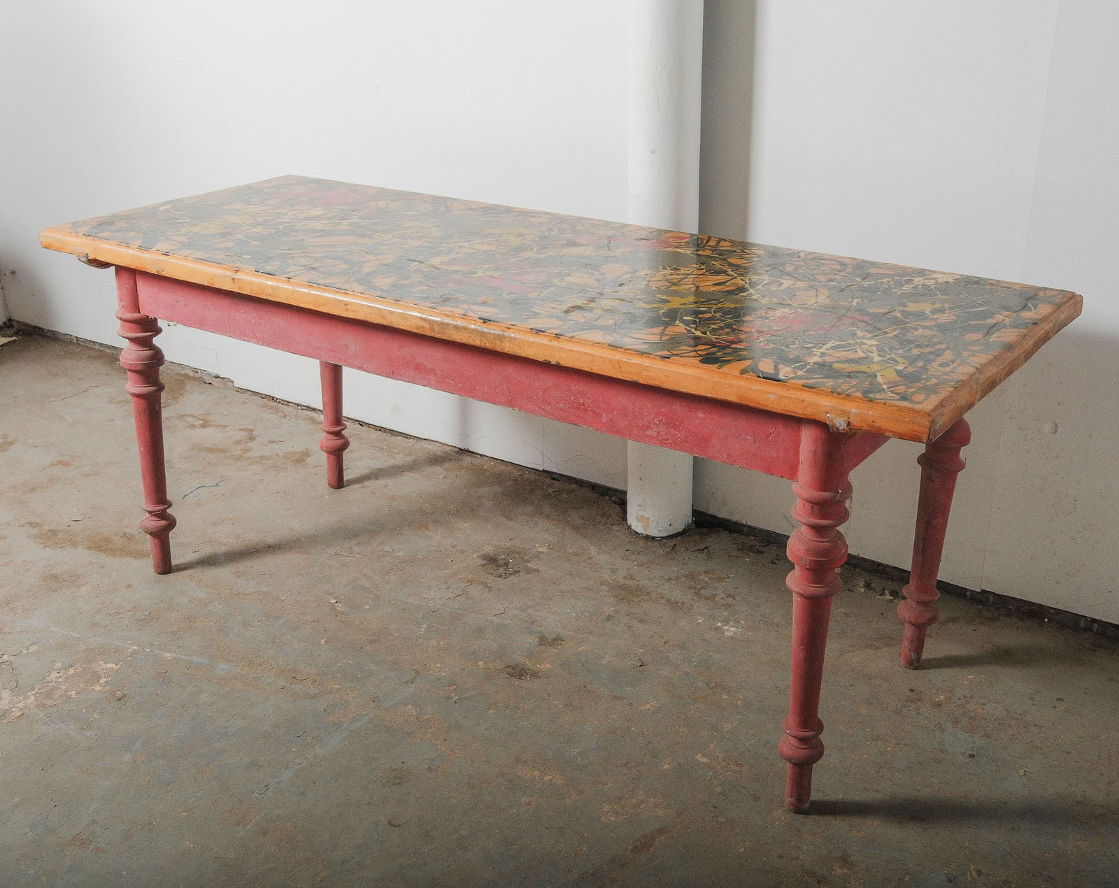 Vintage Long Table with Abstract Painted Table (1 of 4)