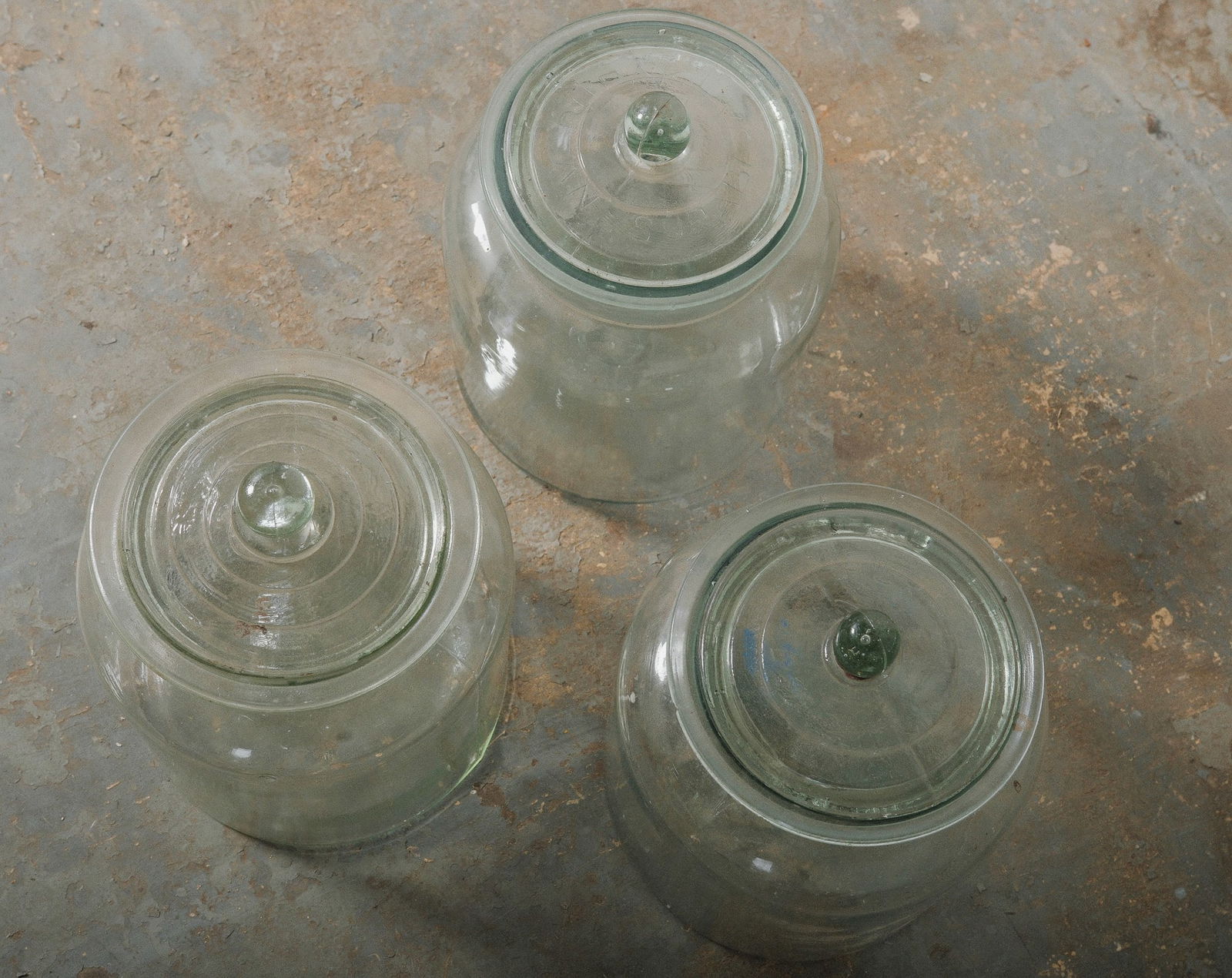 Vintage Glass Storage Jars with Lidden Top, set of 3 (1 of 3)