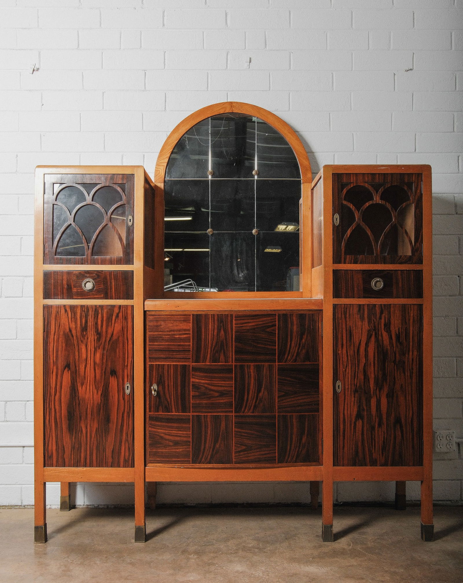 Mid Century Modern Sideboard Bar Cabinet with Mirrored Back (1 of 10)