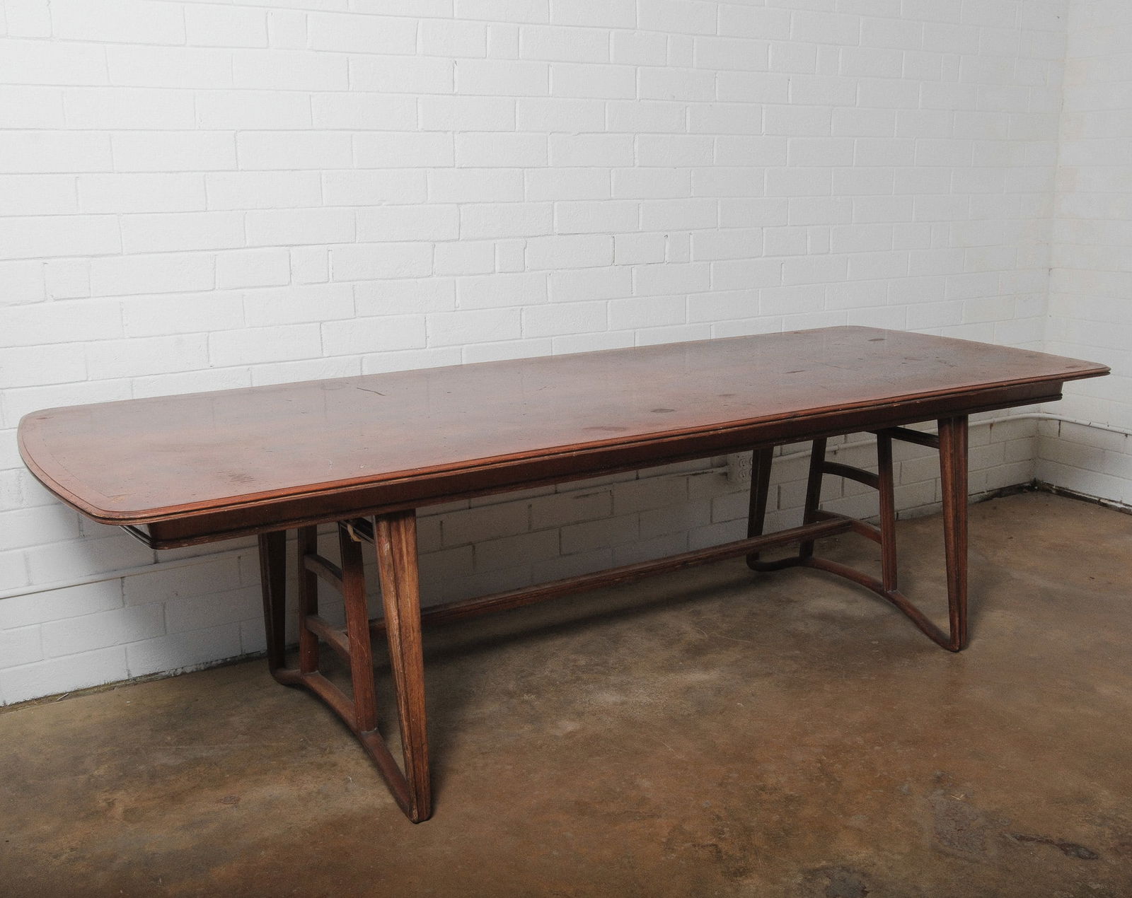 Mid Century Modern Rectangular Dining Table with Trestle Base (1 of 7)