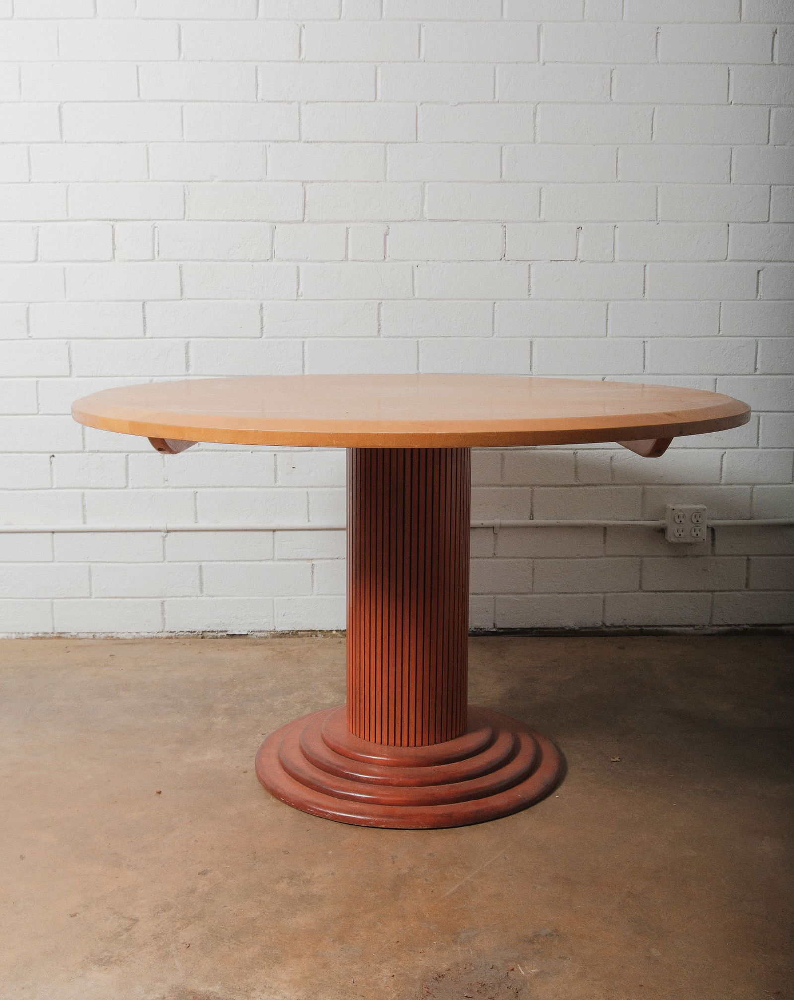 Round Fluted Pedestal Base Dining Table Circa 1980 (1 of 5)