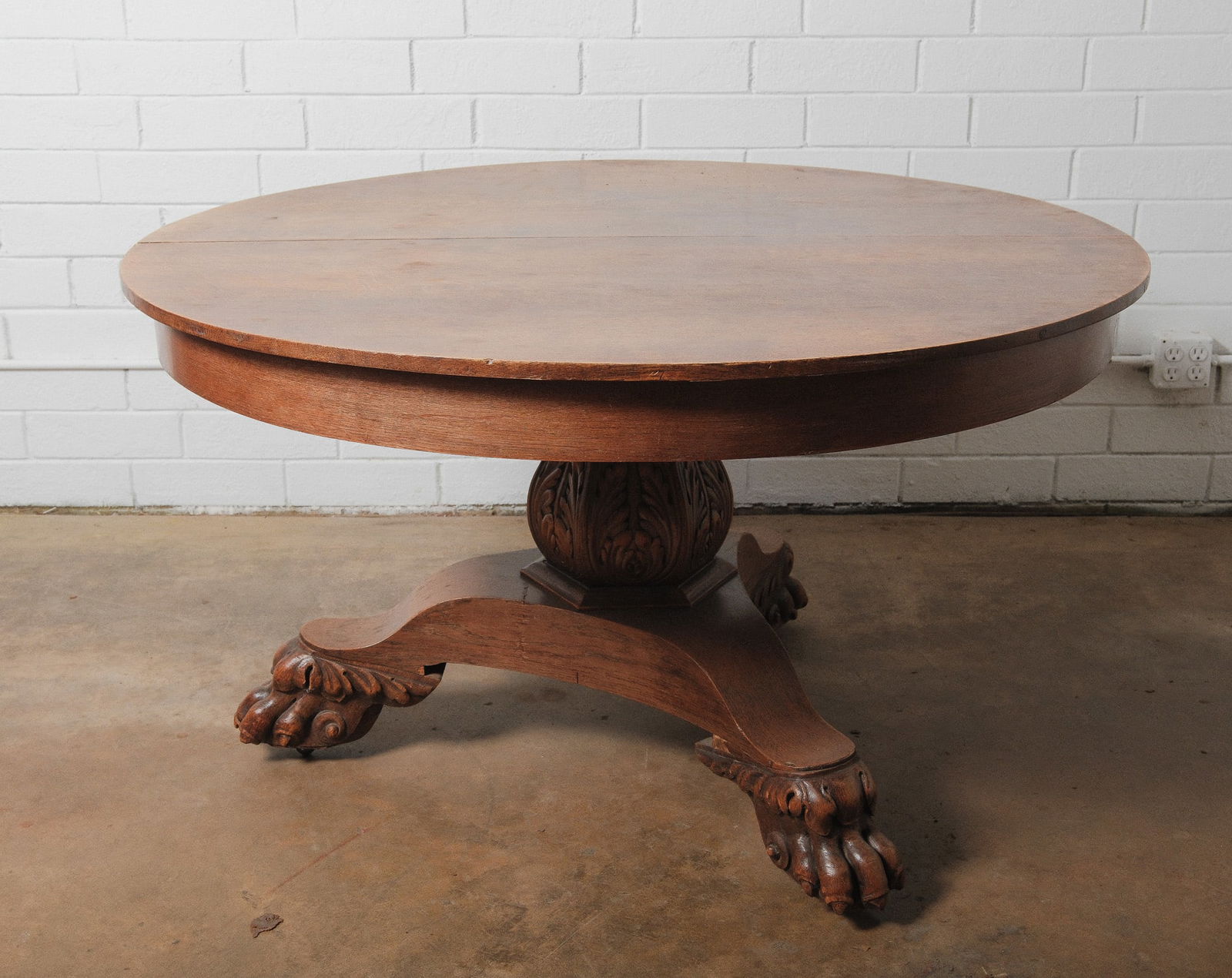 Antique Oak Split Pedestal Table (1 of 8)