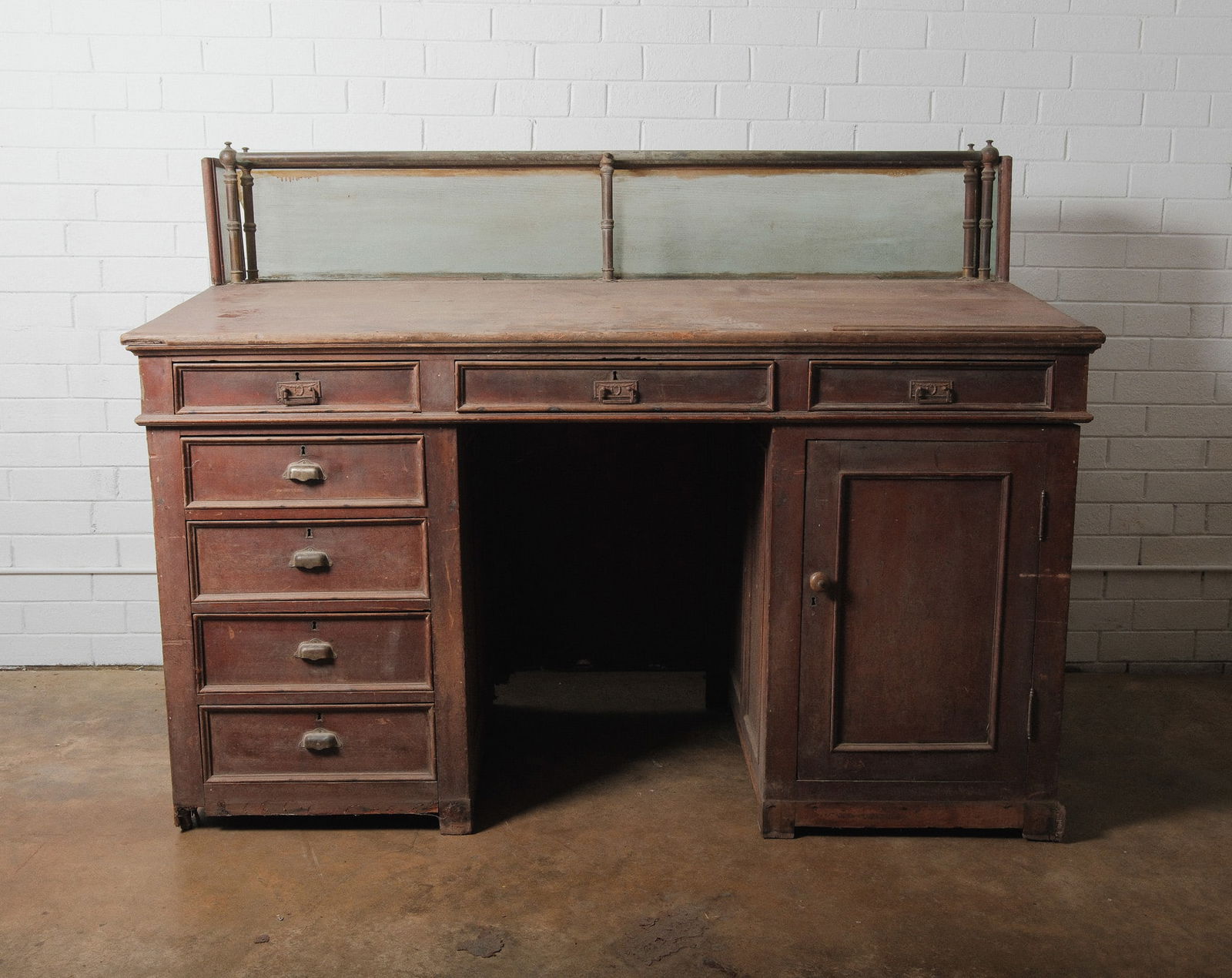 19th Century Slant Front Work Table With Brass and Glass (1 of 12)