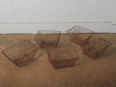 Group of Five French Oyster Baskets