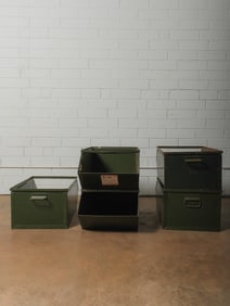 Set of Green Industrial Storage Bins