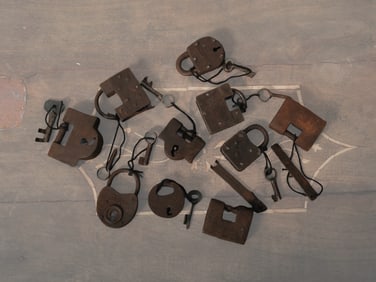 Assortment of Vintage Iron Padlocks