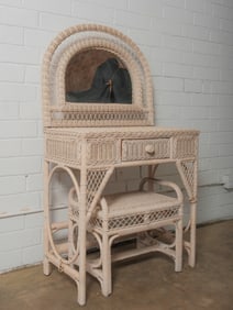 Wicker Vanity & Stool