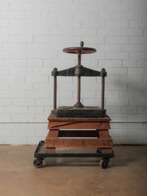 Antique Industrial Book Press on Rolling Base