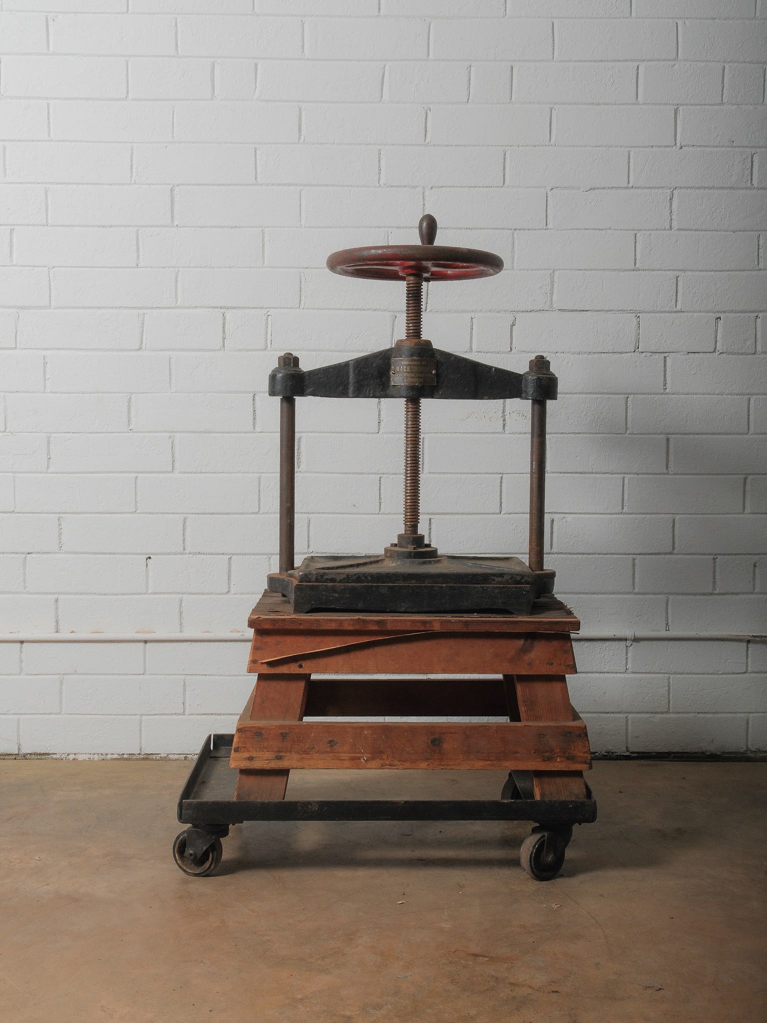 Antique Industrial Book Press on Rolling Base (1 of 6)