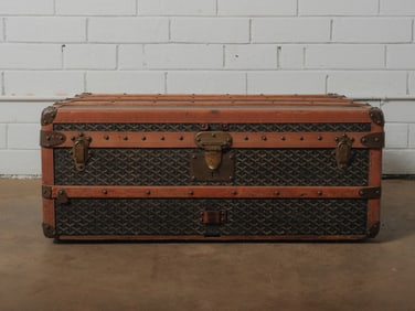 Early Wooden & Metal Steamer Trunk