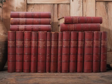 Set of 19 Antique French Leather-Bound Genealogical Volumes, Nobiliary Universal de France by De