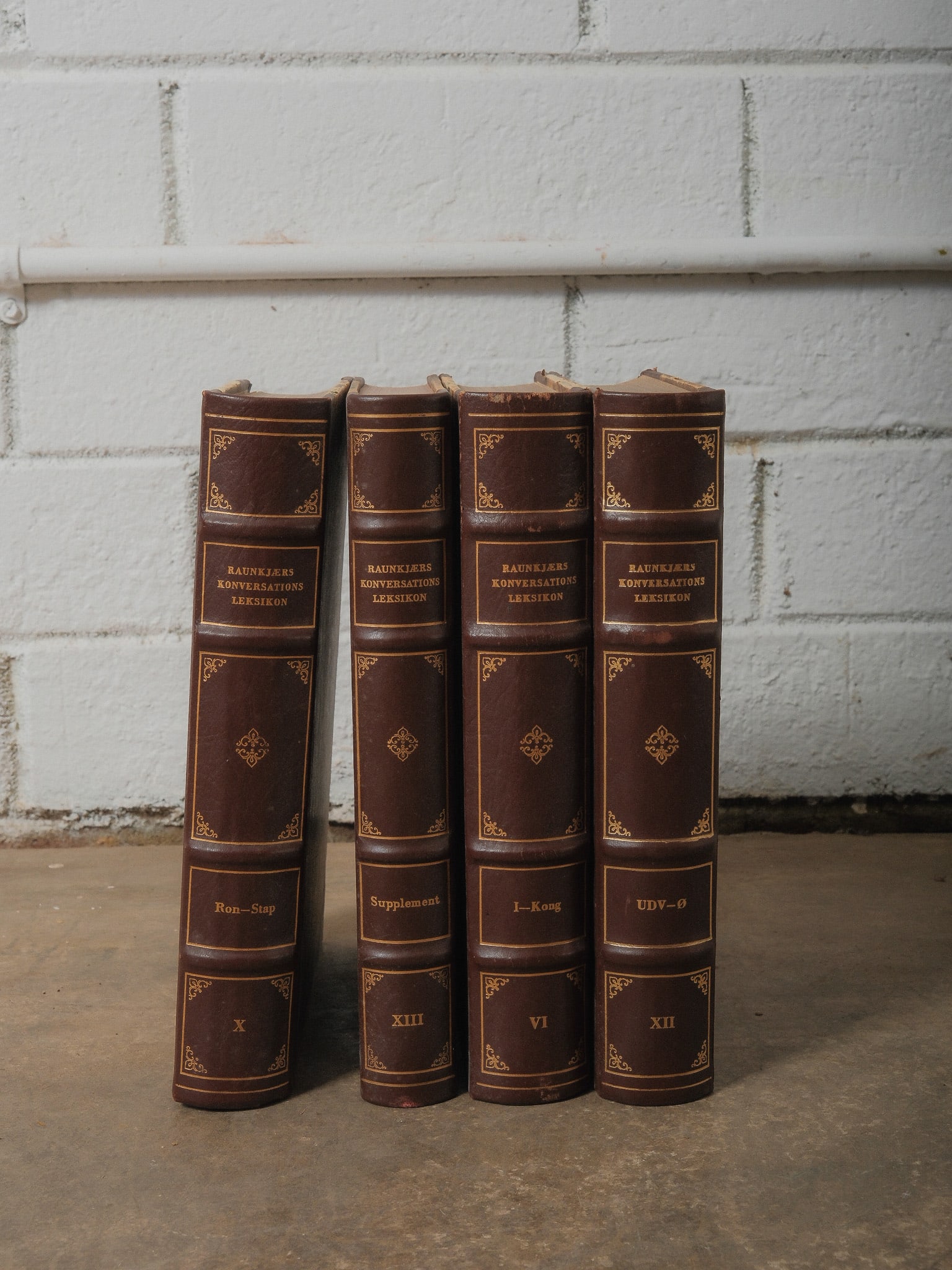 Set of 4 Danish Leather-Bound Books (1 of 7)