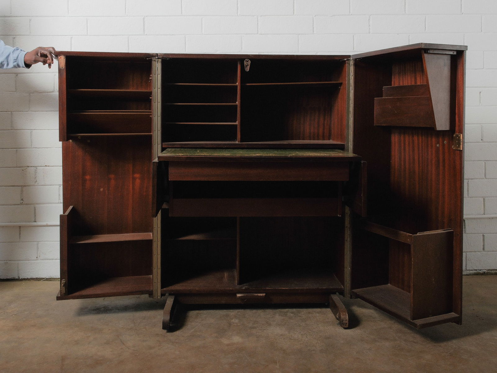 Campaign-Style Mahogany Secretary Cabinet (1 of 10)