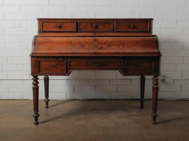 19th-Century Cylinder Roll-Top Writing Desk