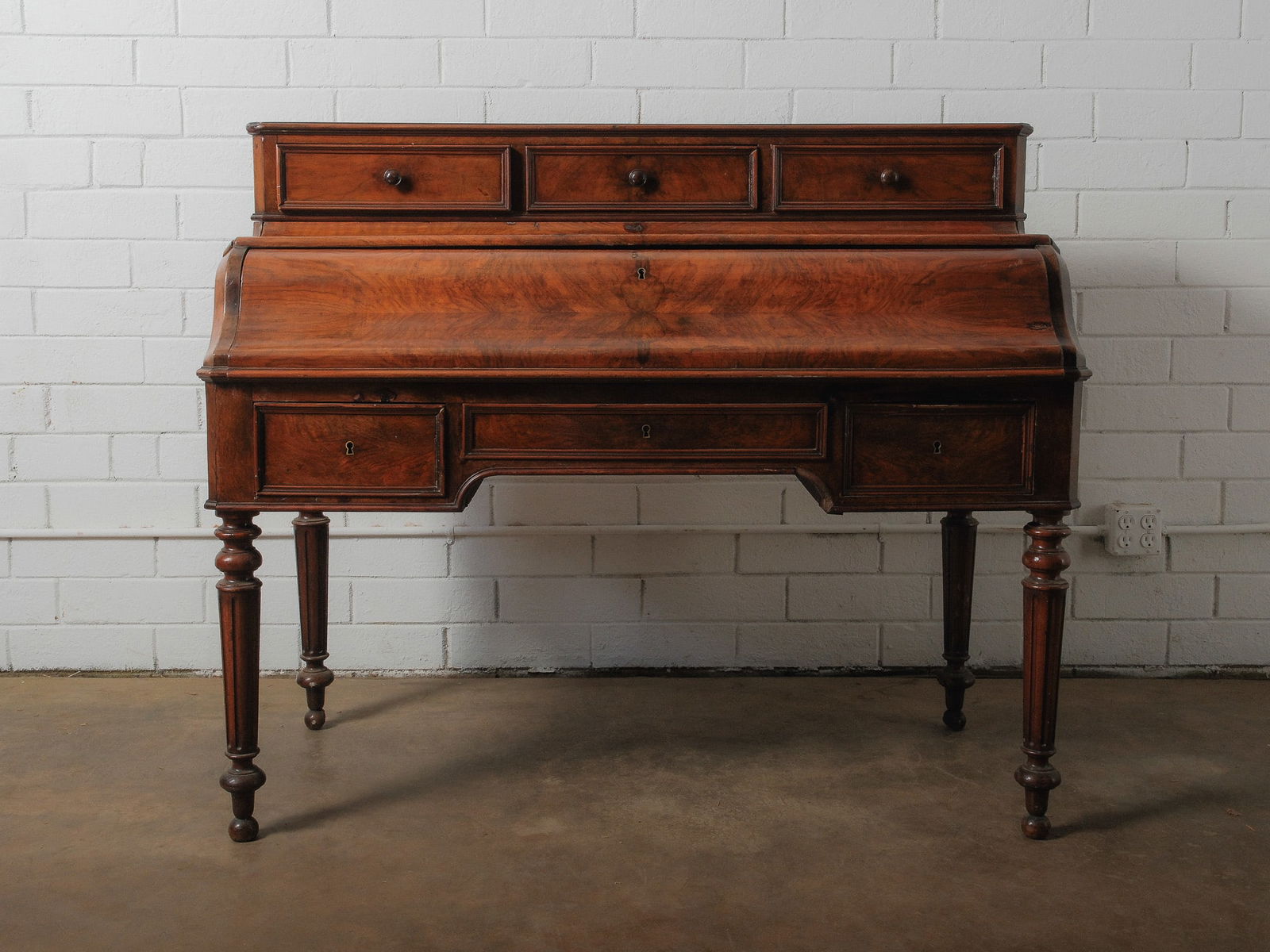 19th-Century Cylinder Roll-Top Writing Desk (1 of 16)