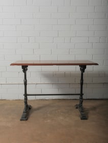 Cast Iron Cafe Table with Wood Top