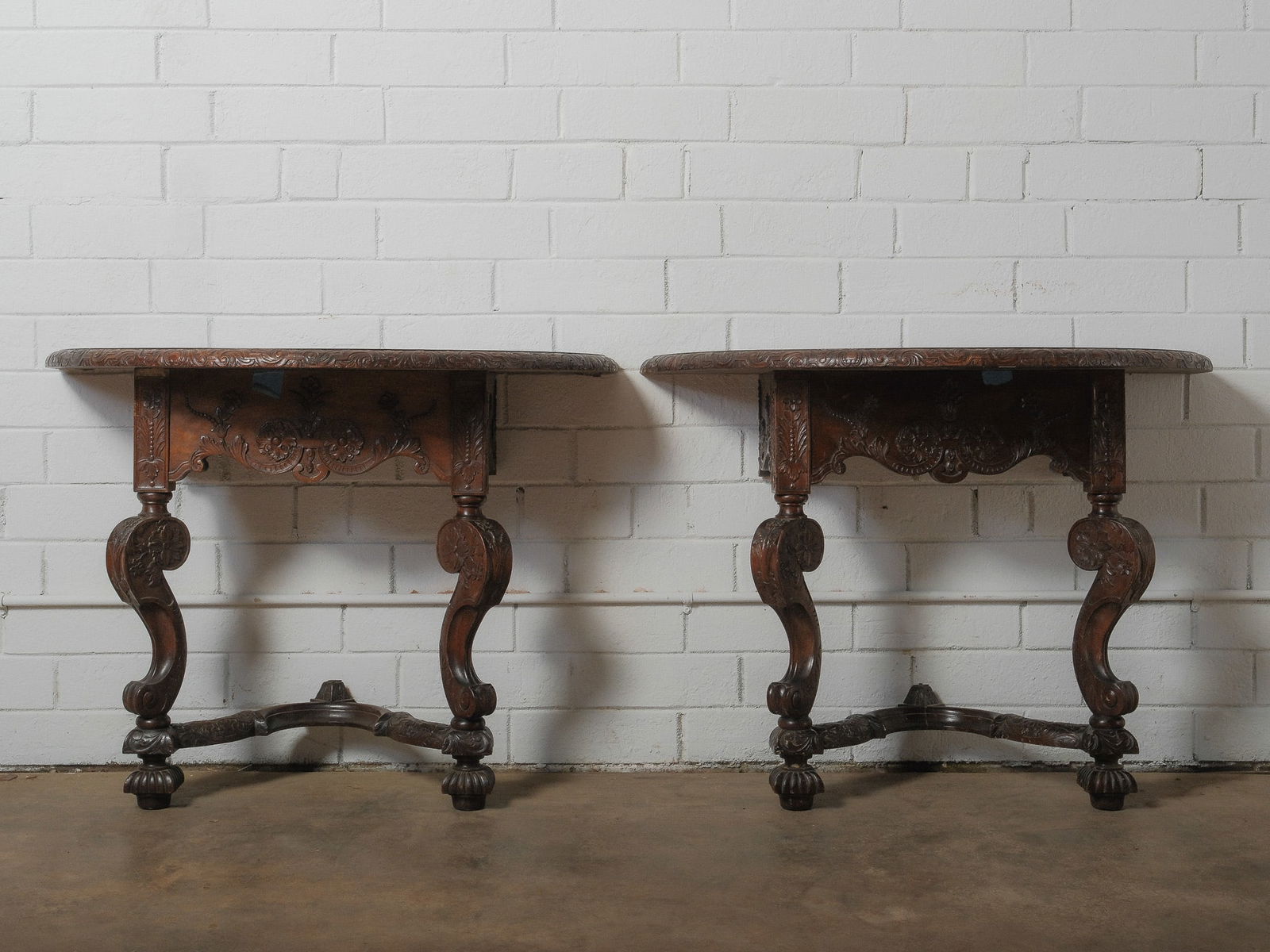 Pair of Carved Demilune Side Tables (1 of 11)