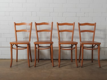 Set of 4 Vintage Bentwood Cafe-Style Chairs with Decorative Seats