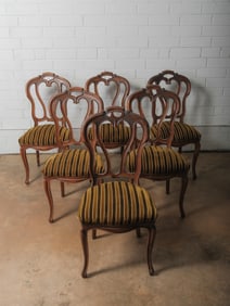 Set of Six 19th-Century Carved Balloon-Back Dining Chairs