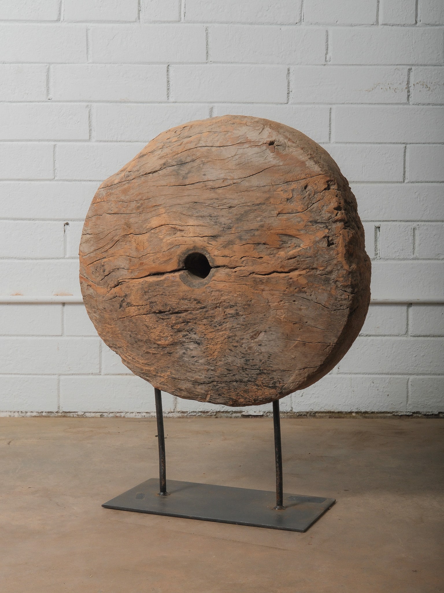 Carved Wood Wheel on Stand (1 of 4)