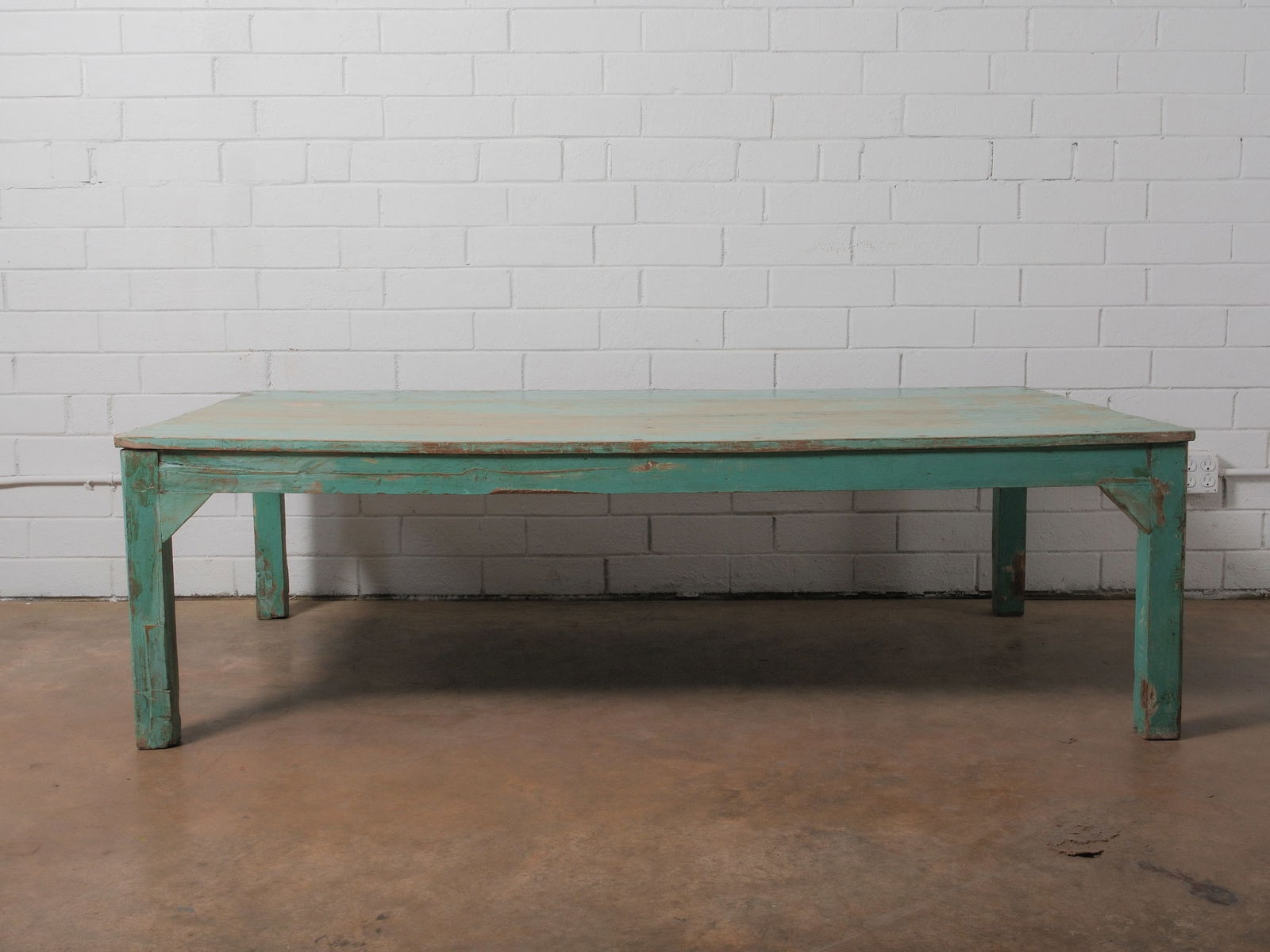 Distressed Turquoise Painted Coffee Table (1 of 6)