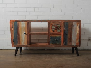 Reclaimed Wood Sideboard with Painted Panels