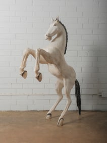 Hand-Carved Painted Horse Sculpture
