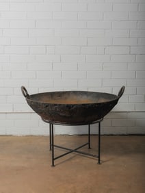 Oversized Antique Iron Kadai Bowl