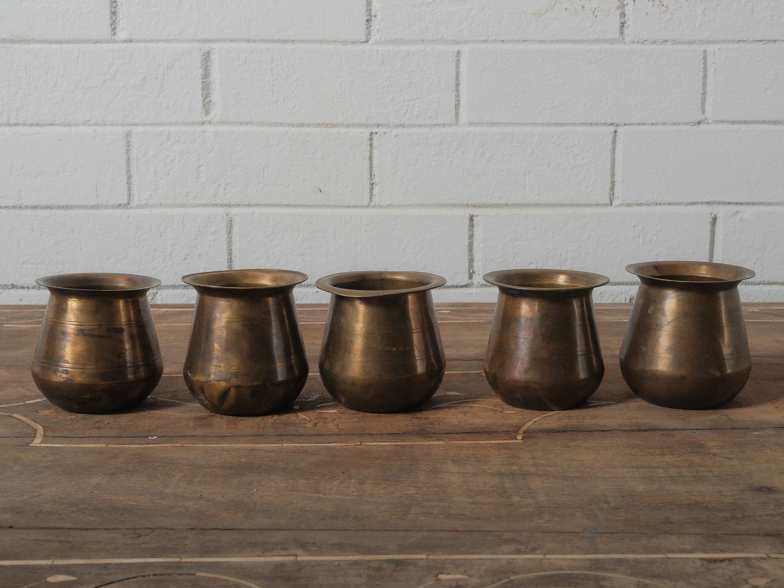 Set of 5 Brass Lota Vessels (1 of 5)