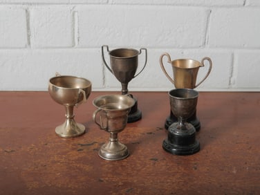 Group of Five English Metal Trophy Cups
