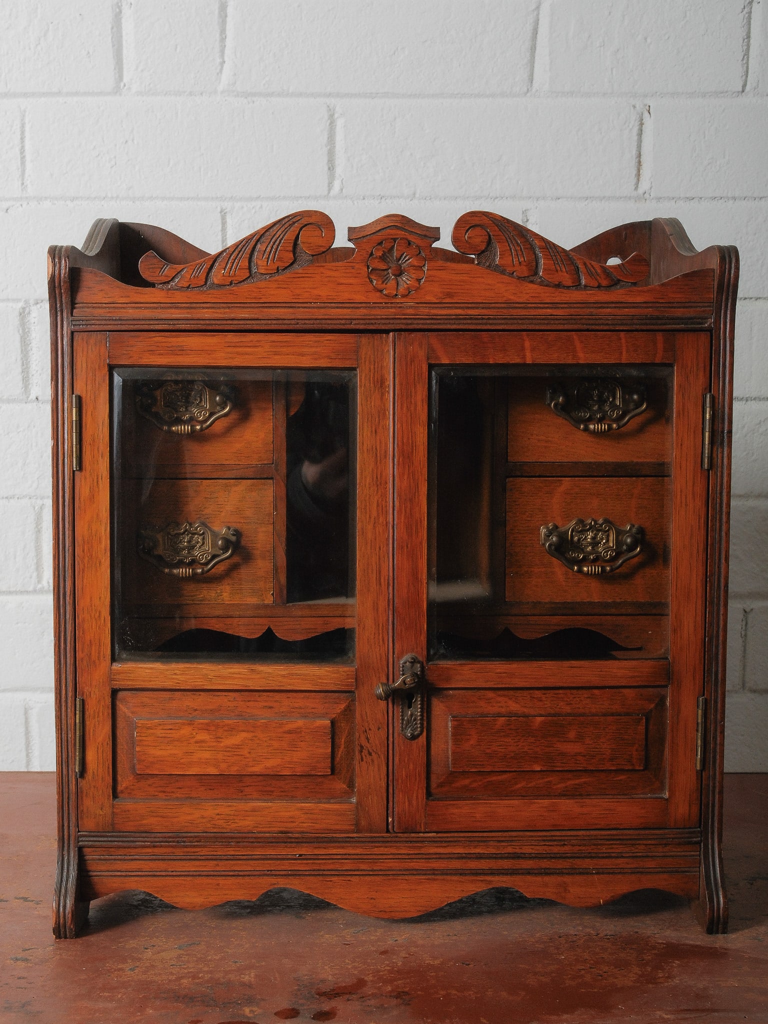 Table Top Edwardian Oak Smokers Cabinet (1 of 6)