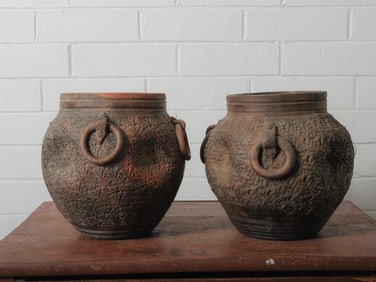 Pair of Tribal Clay Storage Pots