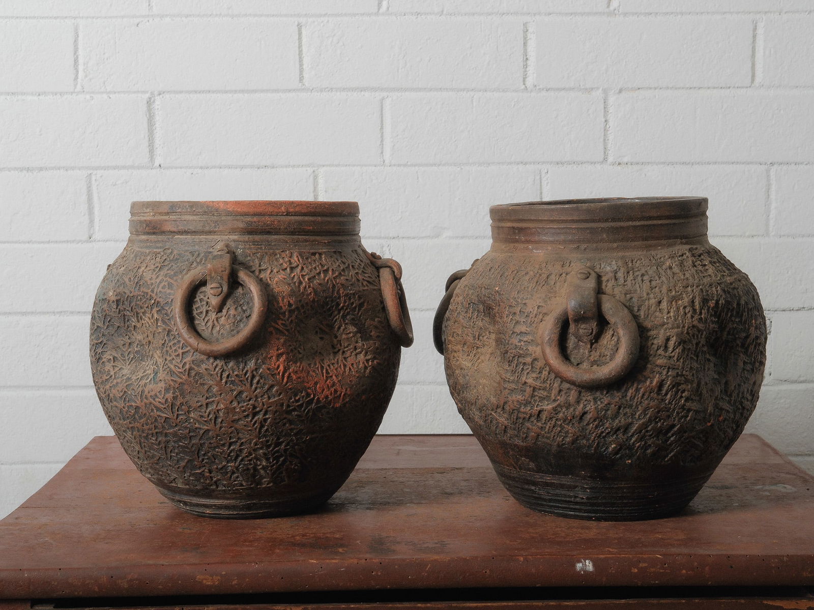 Pair of Tribal Clay Storage Pots (1 of 6)