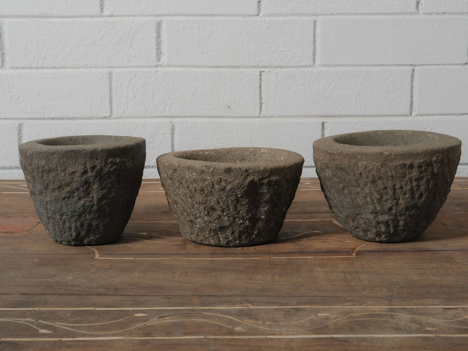 Set of 3 Stone Round Mortar Bowls (1 of 7)