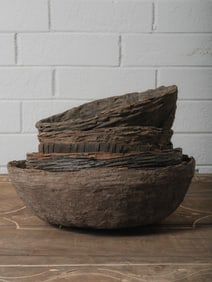 Group of Wicker and Clay Bowls